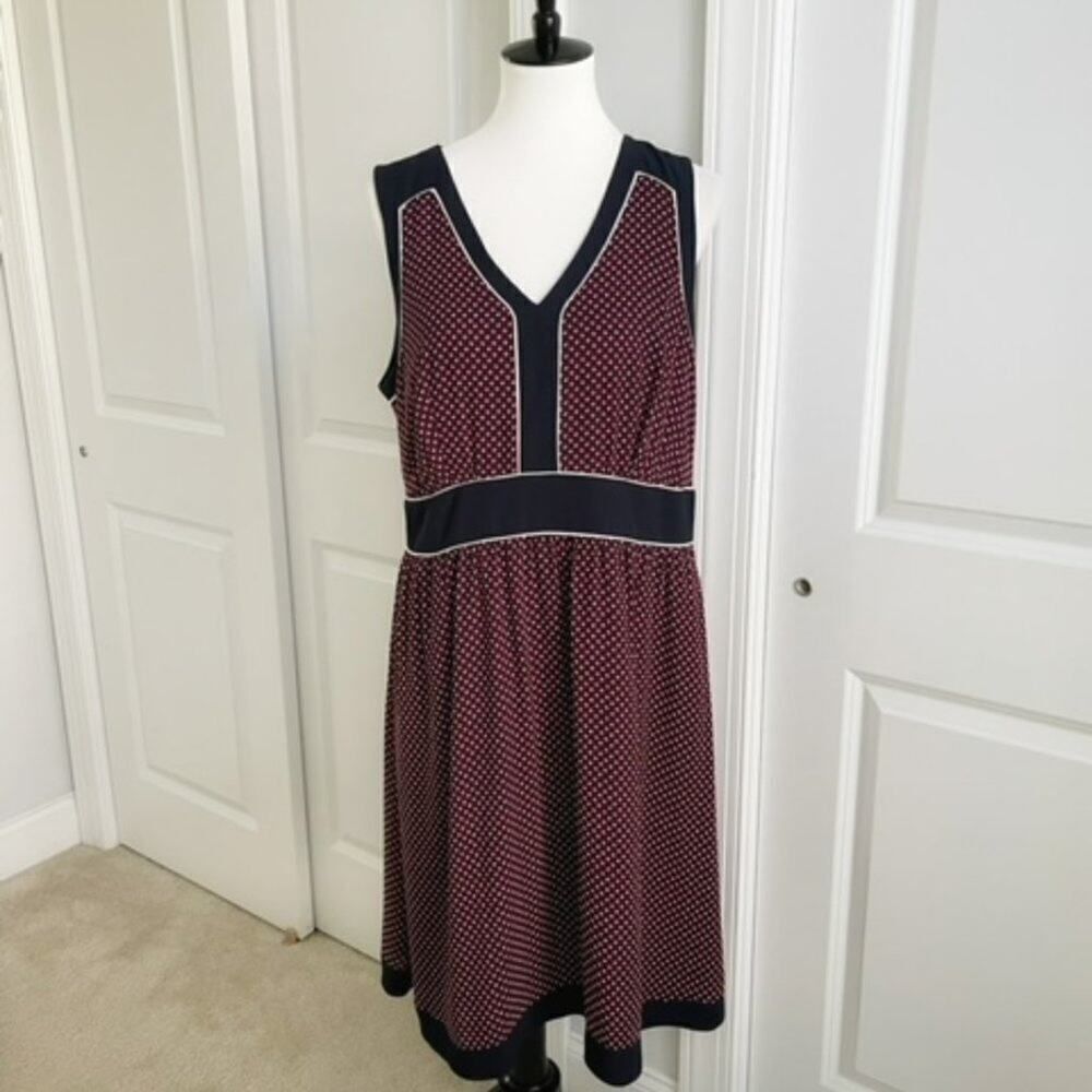 Coldwater Creek Sleeveless Red White Navy Blue Dress Size 16